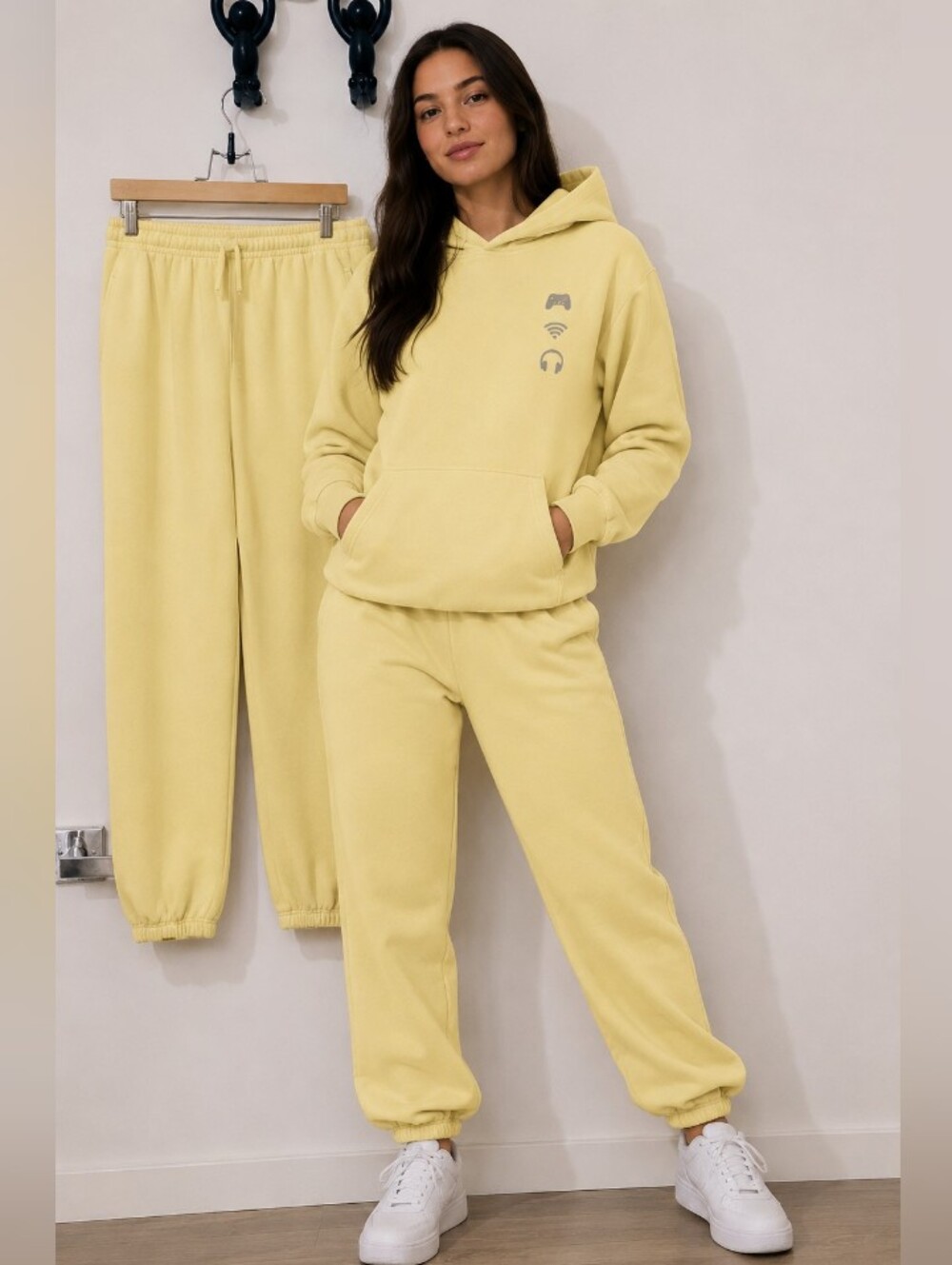 George Pale Yellow Fleece Joggers and Hoodie Set